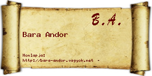 Bara Andor névjegykártya